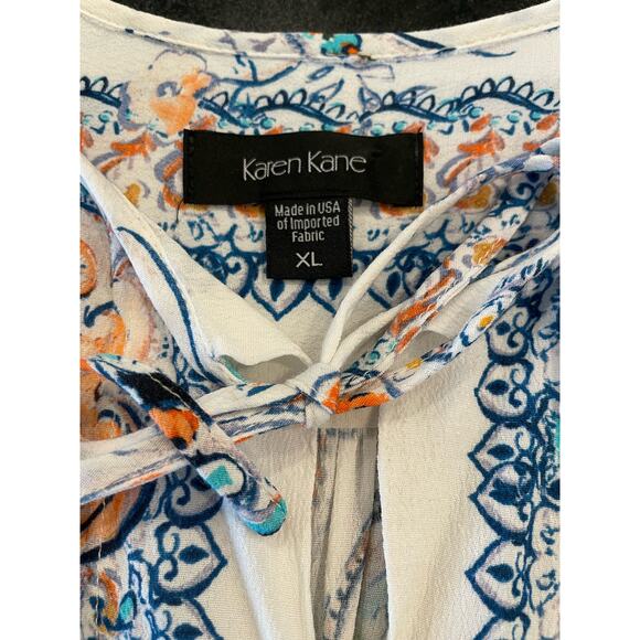 Karen Kane Pacific Sunrise Floral Print tie front top Size XL - Picture 2 of 7
